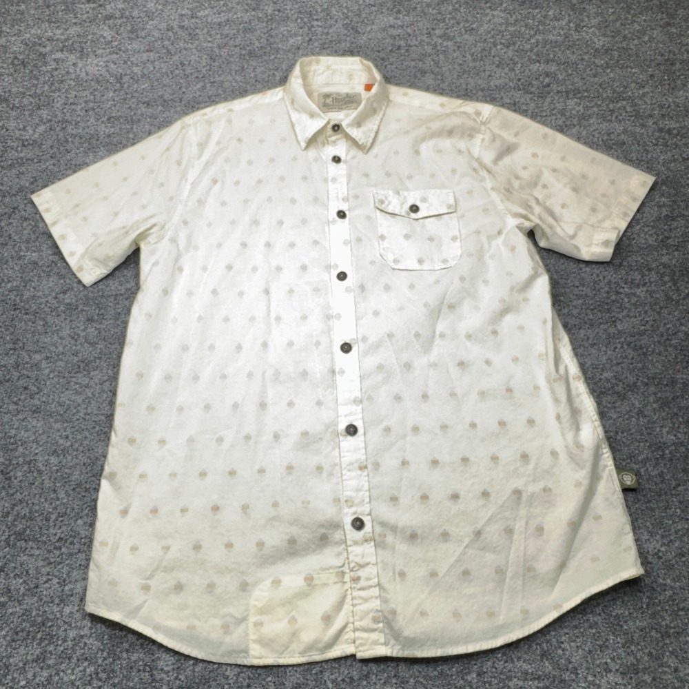 Howler Brothers Shirt Mens Large White Geometric Heed the Call Surf Mansfield